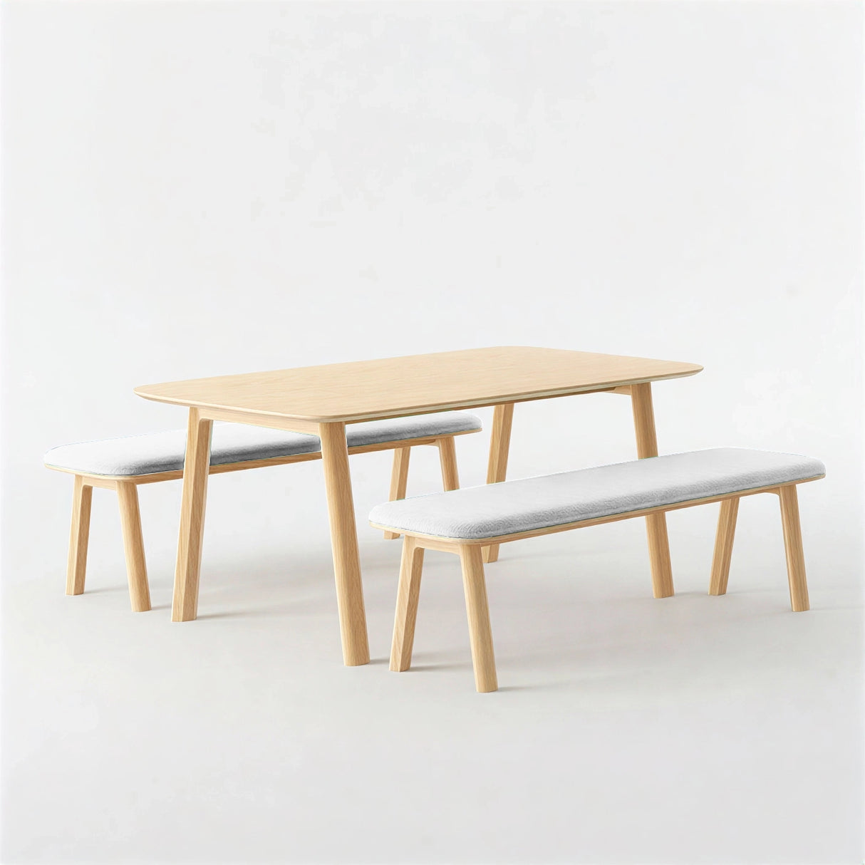 Classic Wood Meeting Table + 2 Narrow Low Benches (Bundle)