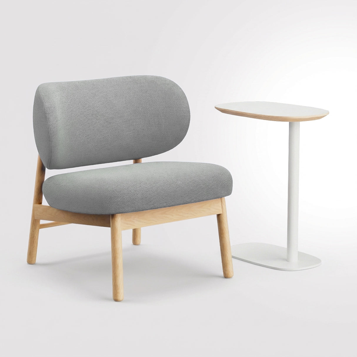 Modern C-Shaped Side Table + Upholstered Lounge Chair (Bundle)