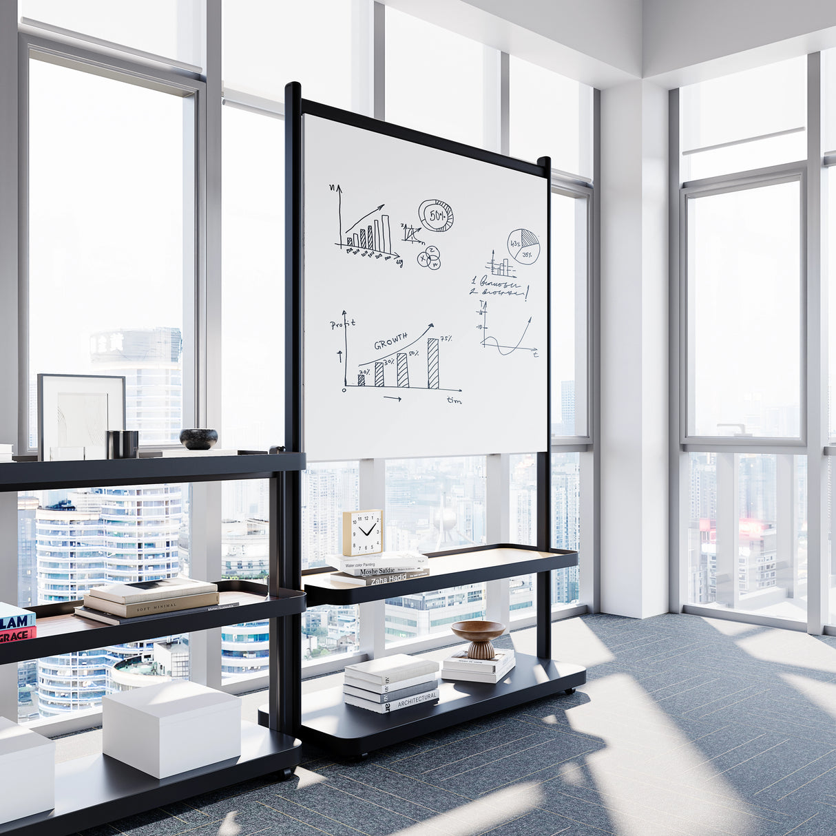 2-Tier Shelf Stand with Whiteboard