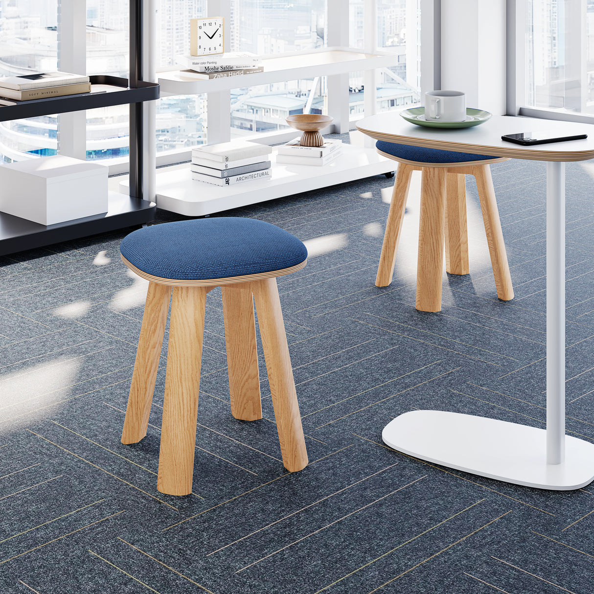 Upholstered Round Top Low Stool