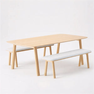 Classic Wood Meeting Table + 2 Narrow Low Benches (Bundle)