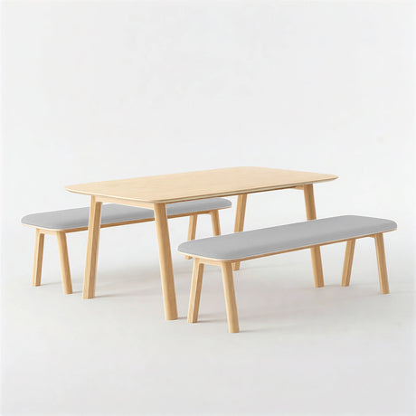 Classic Wood Meeting Table + 2 Narrow Low Benches (Bundle)