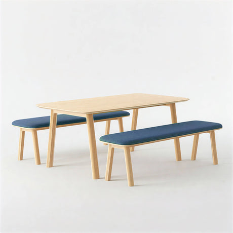 Classic Wood Meeting Table + 2 Narrow Low Benches (Bundle)