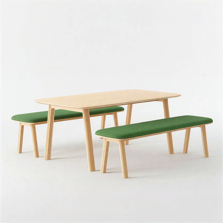 Classic Wood Meeting Table + 2 Narrow Low Benches (Bundle)