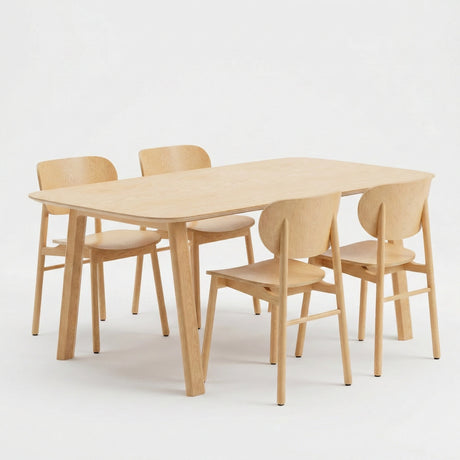 Classic Wood Meeting Table + 4 Wooden Guest Chairs (Bundle)