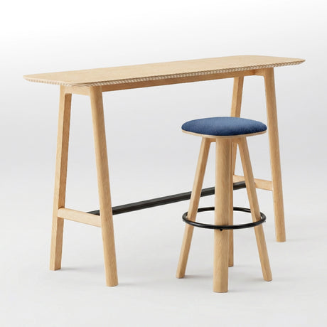 Classic Wood Narrow High Table + 1 Round Top High Bar Stool (Bundle)