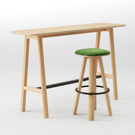 Classic Wood Narrow High Table + 1 Round Top High Bar Stool (Bundle)