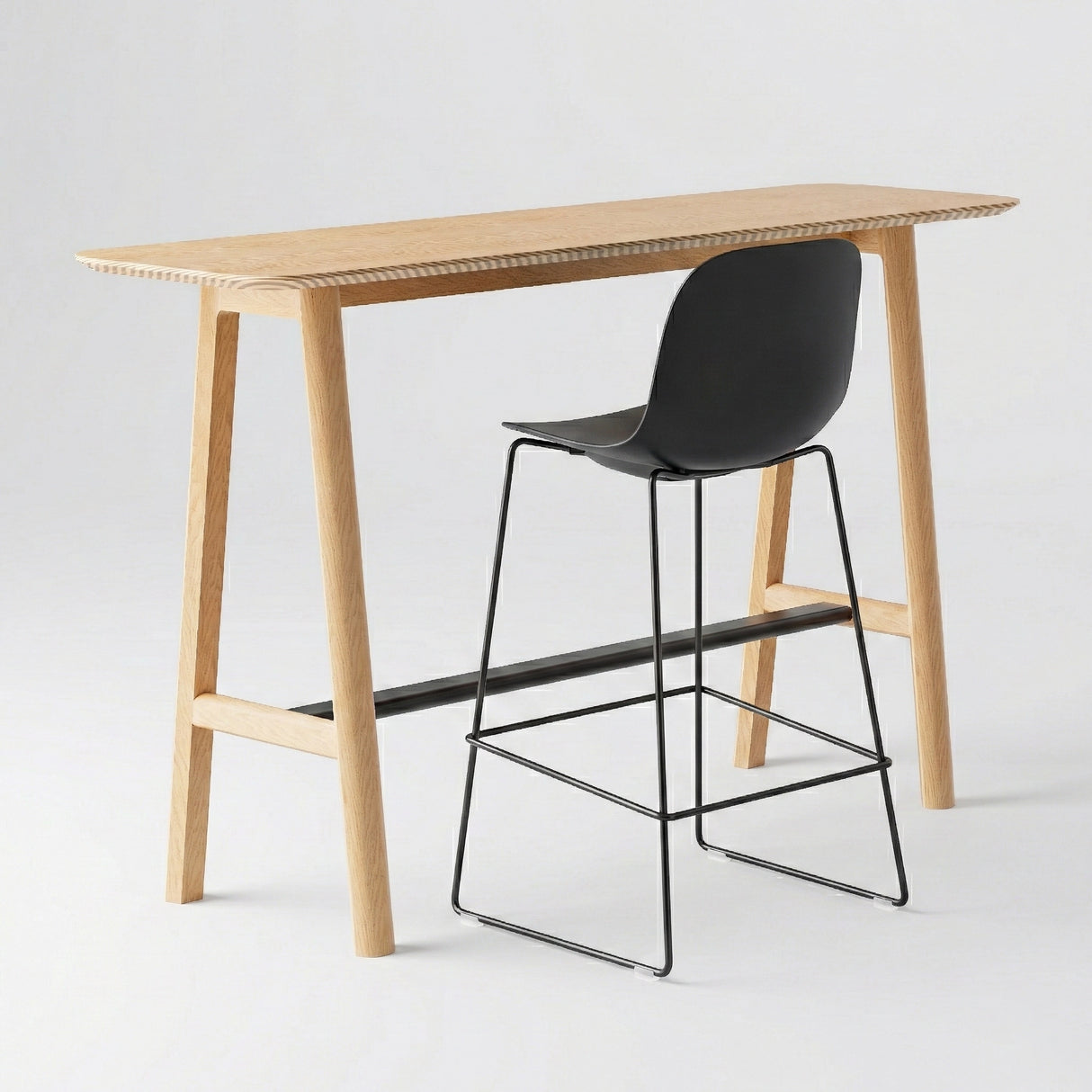 Classic Wood Narrow High Table + 1 Bar Height Plastic High Chair (Bundle)