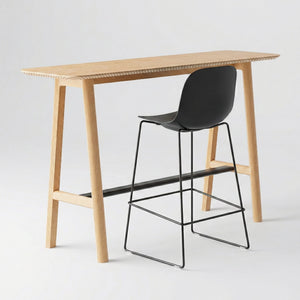 Classic Wood Narrow High Table + 1 Bar Height Plastic High Chair (Bundle)