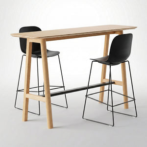 Classic Wood Narrow High Table + 2 Bar Height Plastic High Chairs (Bundle)