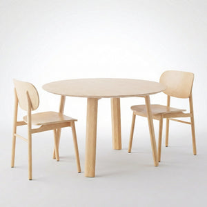 Round Wood Dining Table + 2 Wooden Guest Chairs (Bundle)