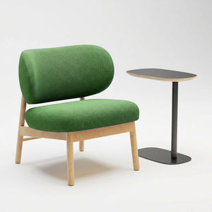 Modern C-Shaped Side Table + Upholstered Lounge Chair (Bundle)