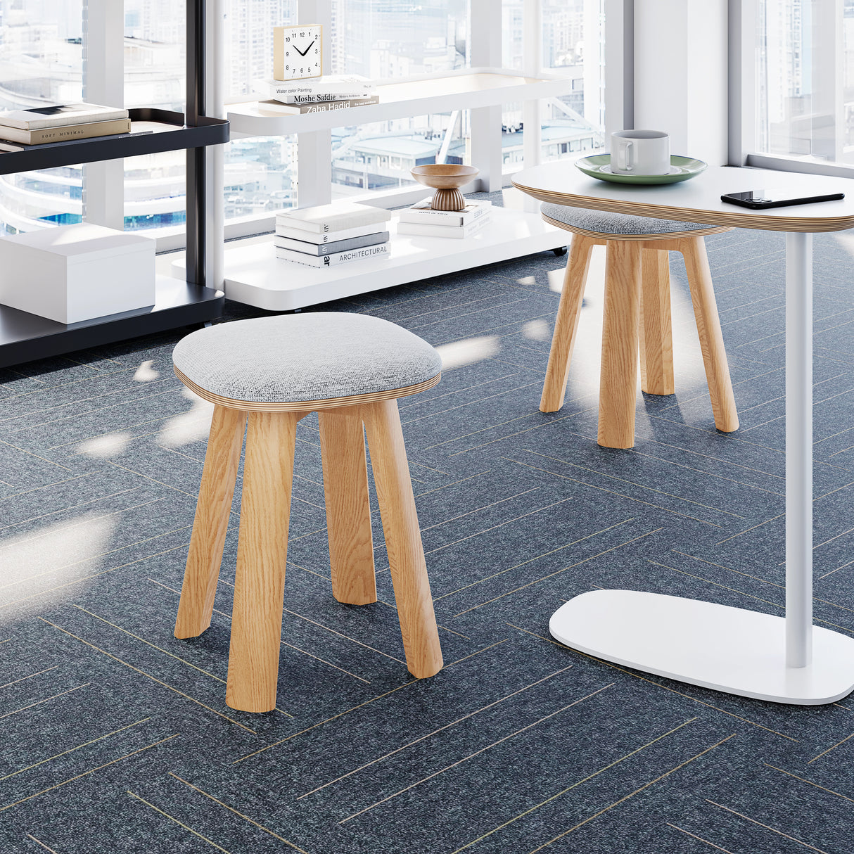 Upholstered Round Top Low Stool